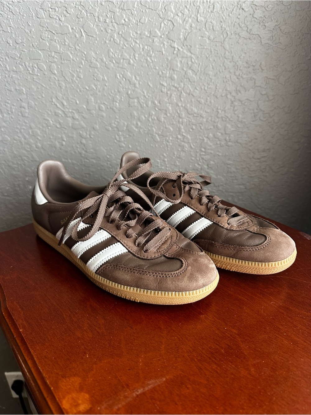 adidas Samba Brown Suede Sneakers with White Stripes